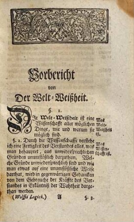 Vernünfftige Gedancken Von den Kräfften des menschlichen Verstandes Und Ihrem richtigen Gebrauche In Erkäntniß der Wahrheit