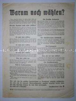 Propagandaflugblatt der DNVP zur Reichstagswahl am 06.11.1932