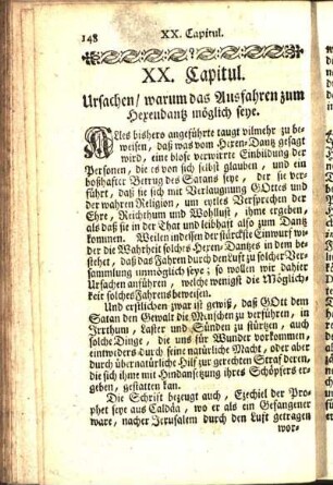 XX. Capitul. Ursachen / warum das Ausfahren zum Hexendantz möglich seye.