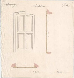 Voit, August von; München; Botanischer Garten - Wendeltreppe - Türen (Grundriss, Schnitte)