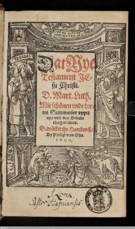 Dat Nye Testament Jesu Christi D. Mart. Luth. : Mit schönen vnde korten Summarien vppet nye vth der Bibeln thogerichtet