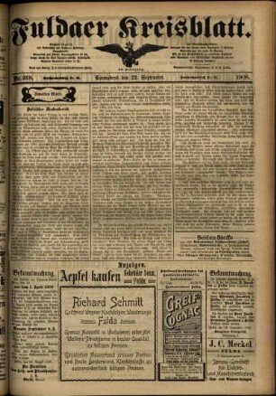 Zweite Ausgabe vom Samstag, den 22. September 1906.