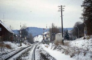 Fichtenberg Einfahrsignal Bahnübergang Telegrafenmasten