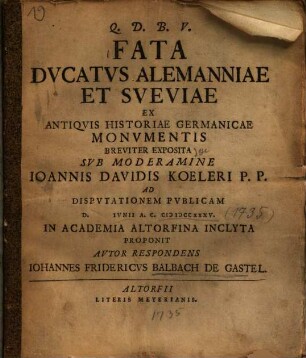Fata ducatus Allemanniae et Sveviae ex antiquis historiae Germanicae monumentis breviter exposita
