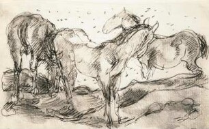 Marc, Franz. Pferdestudie I (Komposition). Tintenskizze. Um 1908