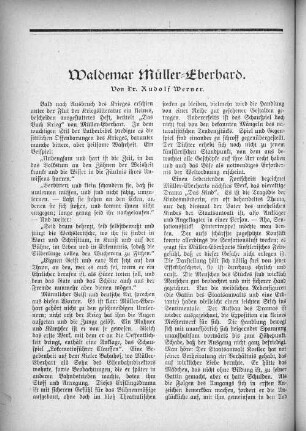 Waldemar Müller-Eberhard. Von Dr. Rudolf Werner.