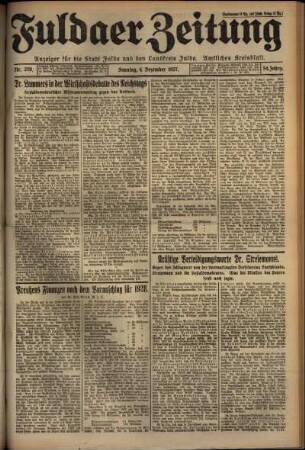 Erste Ausgabe vom Sonntag, den 04. Dezember 1927.