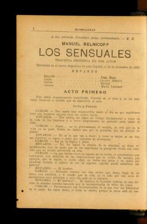 Los sensuales : tragedia grotesca en dos actos