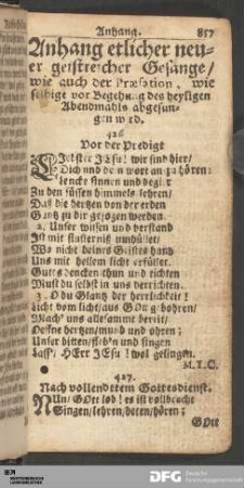 Anhang etlicher neuer geistreicher Gesänge
