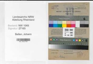 Entnazifizierung Johann Bellen , geb. 07.12.1902 (Bahnsekretaer)