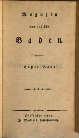 Magazin von und für Baden. 1802,1