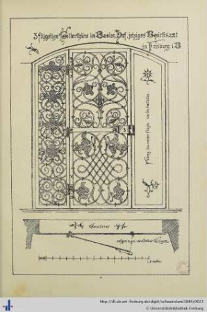 Dreiflügelige Gittertüre im Basler Hof, jetziges Bezirksamt in Freiburg i. B.