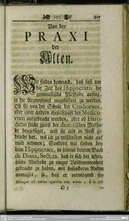 Von der Praxi der Alten