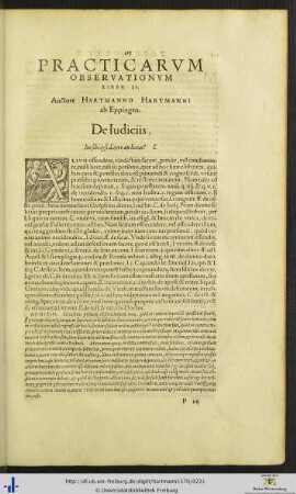 Practicarum Observationum Liber II Auctore Hartmanno Hartmanni ab Eppingen