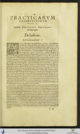 Practicarum Observationum Liber II Auctore Hartmanno Hartmanni ab Eppingen