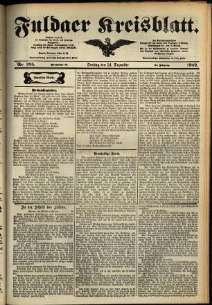 Zweite Ausgabe vom Freitag, den 24. Dezember 1909.