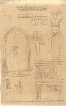 Zocher, Ernst; Architektur- Ornament- und Figurenstudien - Fenster (Details)