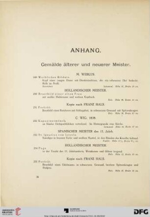 Anhang. Gemälde älterer und neuerer Meister (Nr. 249-329)