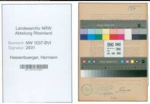 Entnazifizierung Hermann Hassenbuerger , geb. 10.04.1909 (Stadtinspektor)