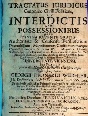 Tractatus ... de interdictis s. possessionibus