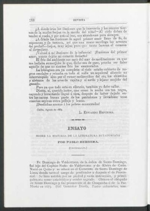 Ensayo sobre la historia de la literatura ecuatoriana. - [Continuación.]