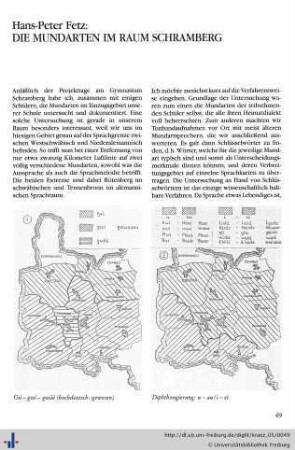 Die Mundarten im Raum Schramberg.