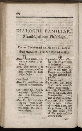 Dialoghi Familiari. = Freundschaftliche Gespräche.