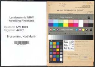 Entnazifizierung Kurt Martin Brossmann , geb. 02.01.1909 (Vermessungsrat)