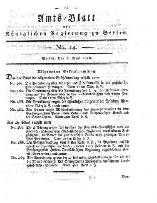 No. 14, 6. Mai 1818