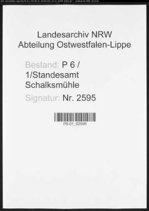 Sterberegister Standesamt Schalksmühle