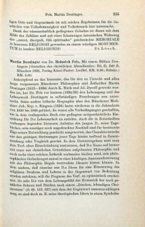 255-256 [Rezension] Fels, Heinrich, Martin Deutinger