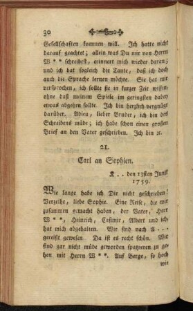 21. Carl an Sophien. K .. den 13sten Junii 1759.