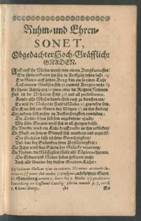 Ruhm- und Ehren-Sonet ...