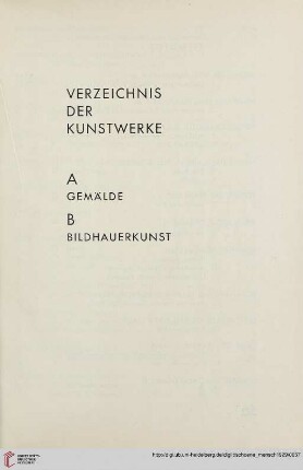 Verzeichnis der Kunstwerke