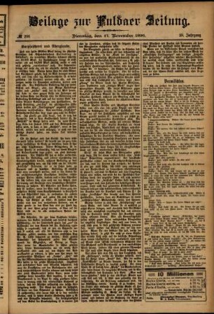 Zweite Ausgabe vom Dienstag, den 17. November 1896.