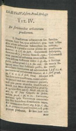 Tit. IV. De servitutibus urbanorum praediorum