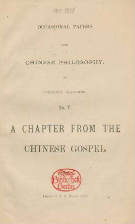 No. 5: A chapter from the Chinese Gospel