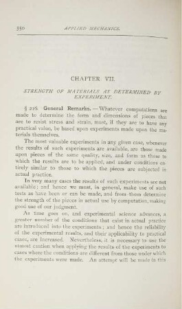 Chapter VII. Strength of materials as determined by experiment.