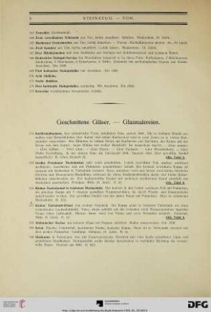 Geschnittene Gläser – Glasmalereien (Nr. 174- 205)