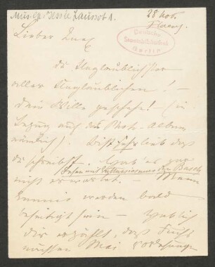 Briefkarte an Hans von Bülow : 28.11.[1877]