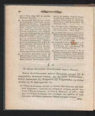 §. 2. De quinque Decanatibus Archidiaconatus maioris Bonnensis.