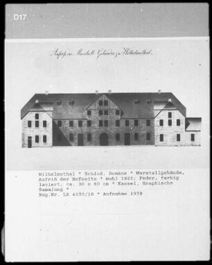 Schloß Wilhelmsthal, Marstallgebäude, Aufriß der Hofseite
