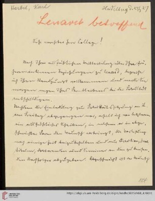 Briefe von Curt Herbst an Max Wolf: Brief von Curt Herbst an Max Wolf