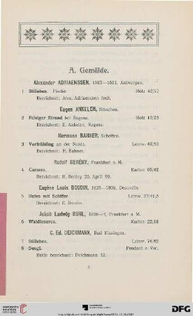 A. Gemälde (Nr. 1-66)