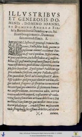 Illustribus et Generosis Dominis, Domino Ioanni et Domino Andreae Firleiis …