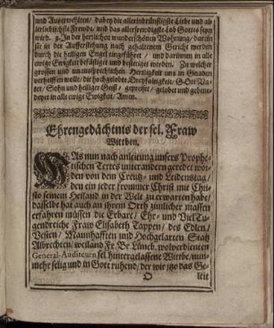 Ehrengedächtnis der sel. Fraw Wittben.