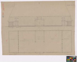 Schinkel ([Landkreis] Osnabrück): Ziegelhof. Scheune (Süd-Ost-Ansicht, Grundriss).