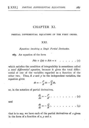 Chapter XI. Partial Differential Equations of the First Order.