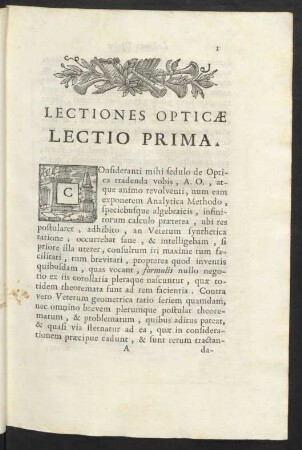 Lectio Prima.