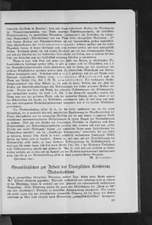 Grundsätzliches zur Arbeit der Liturgischen Konferenz Niedersachsens